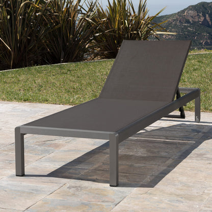 Gray Mesh Chaise Lounge - Outdoor Patio Seating