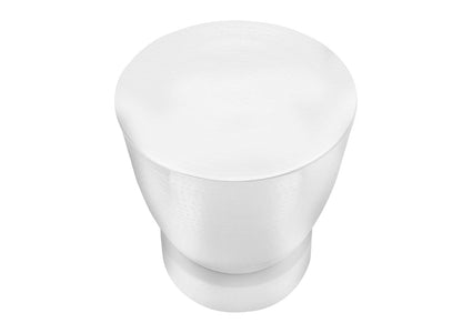 White Metal Drum Accent Table - Side, End, Nightstand for Living Room