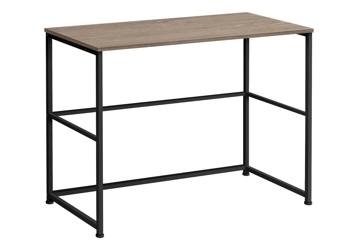 Taupe Particle Board Desk with Black Metal Legs for Home Office