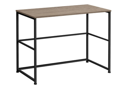 Taupe Particle Board Desk with Black Metal Legs for Home Office