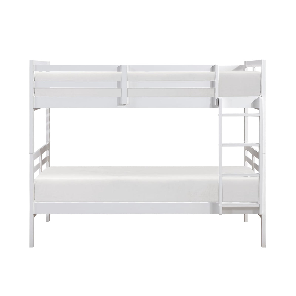 Twin Over Twin Bunk Bed - White Wood Frame