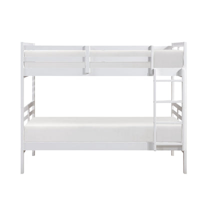 Twin Over Twin Bunk Bed - White Wood Frame