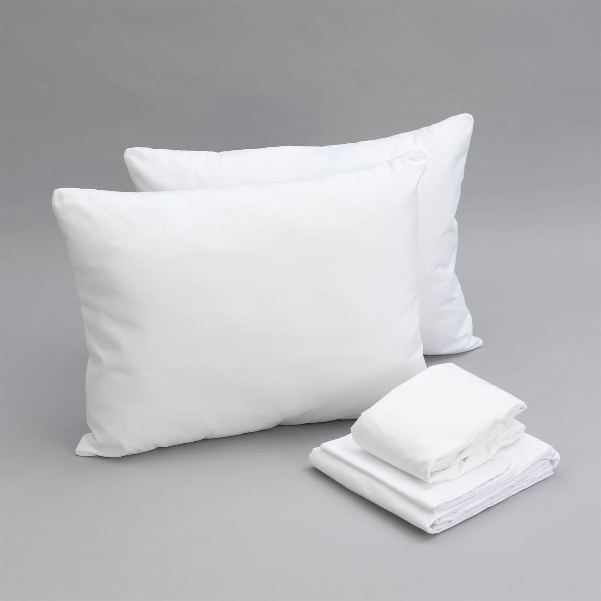 King Bedding Bundle - White Cotton Sheets & Pillows