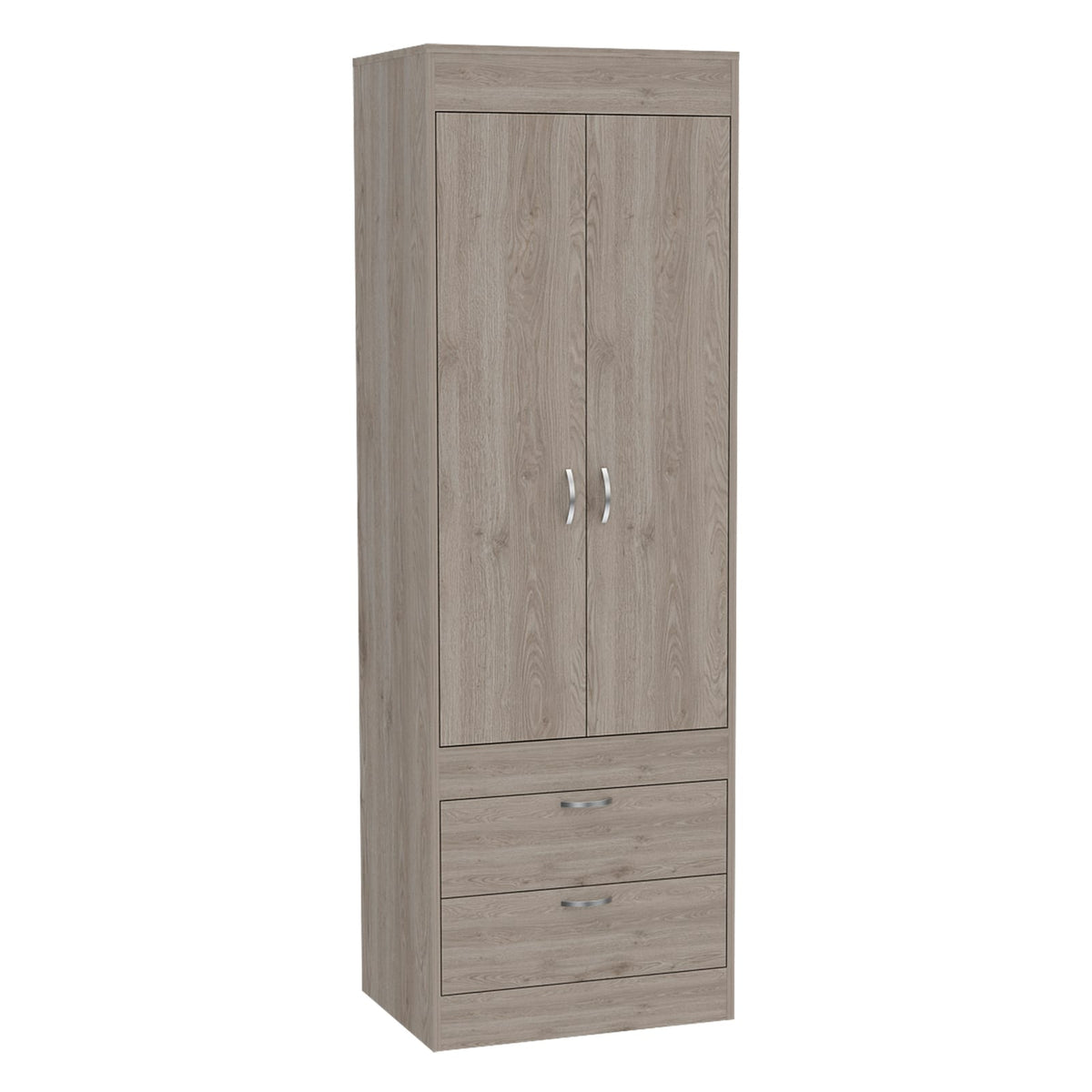 Light Gray Bedroom Dresser with Hanging Rod - 70.4" Tall