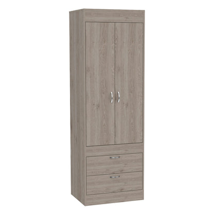 Light Gray Bedroom Dresser with Hanging Rod - 70.4" Tall