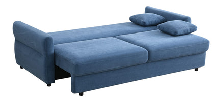 Blue Fabric Pull-out Sleeper Sofa with Storage for Living Room
