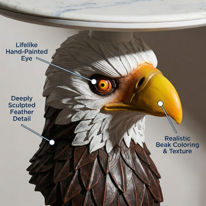 Brown Antique White Resin Eagle Accent Table for Rustic Living Room Decor