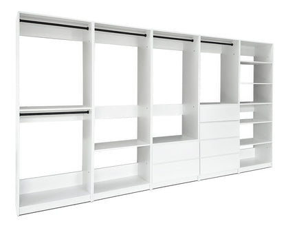 White Wood Walk-In Closet System - 157" Wide