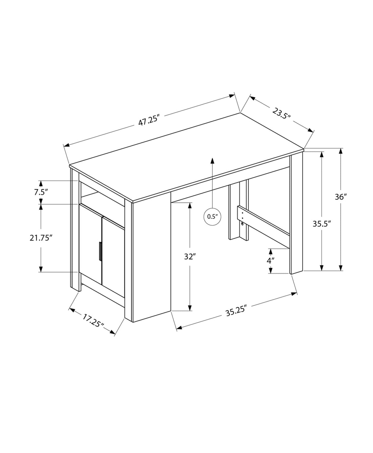 Dining Table, 48" Rectangular, Counter Height, Grey Laminate - Storage Included