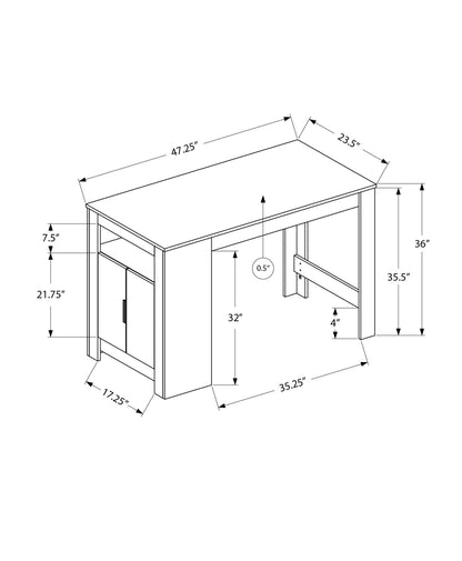 Dining Table, 48" Rectangular, Counter Height, Grey Laminate - Storage Included