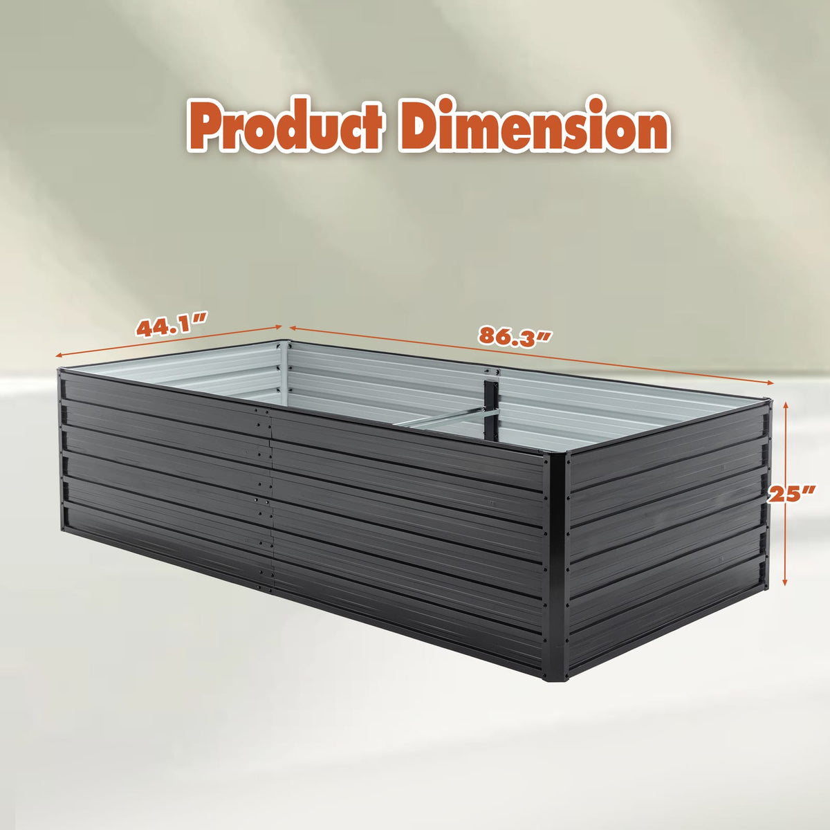 Large Black Metal Raised Garden Bed - 7.2x3.6x2 FT