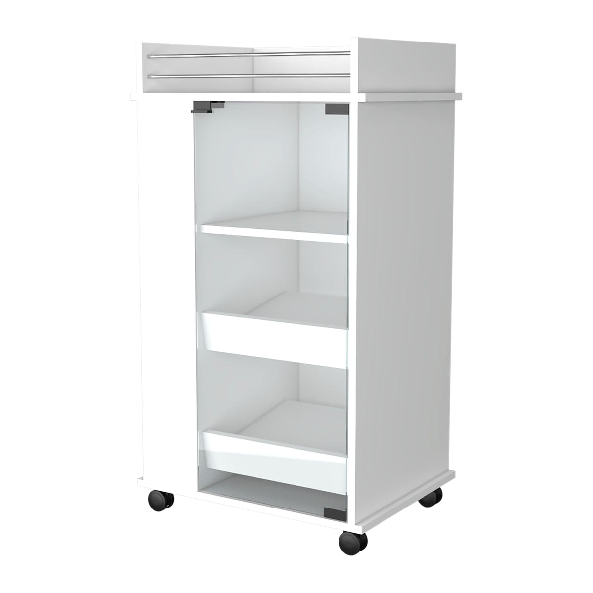 White Engineered Wood Bar Cart - 2 Bottle Holder