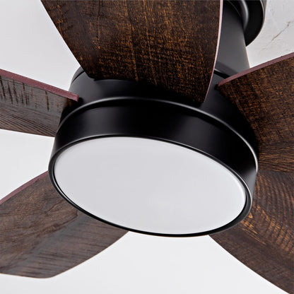 32 Inch Low Profile Ceiling Fan with Light - Black & Dark Walnut