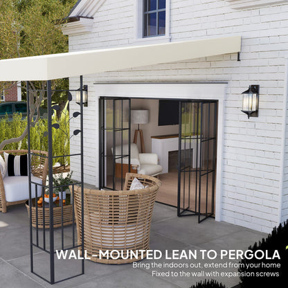 Cream White Metal Pergola Gazebo for Outdoor Dining & BBQ