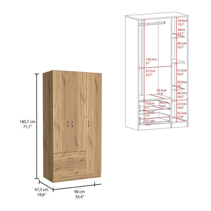 Light Oak Bedroom Dresser with 4 Shelves - 70.8"W