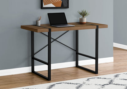 Computer Desk, Home Office - Walnut Laminate, Black Metal