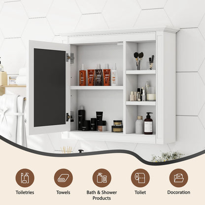 30'' Wall Mounted Bathroom Medicine Cabinet with Mirror - White