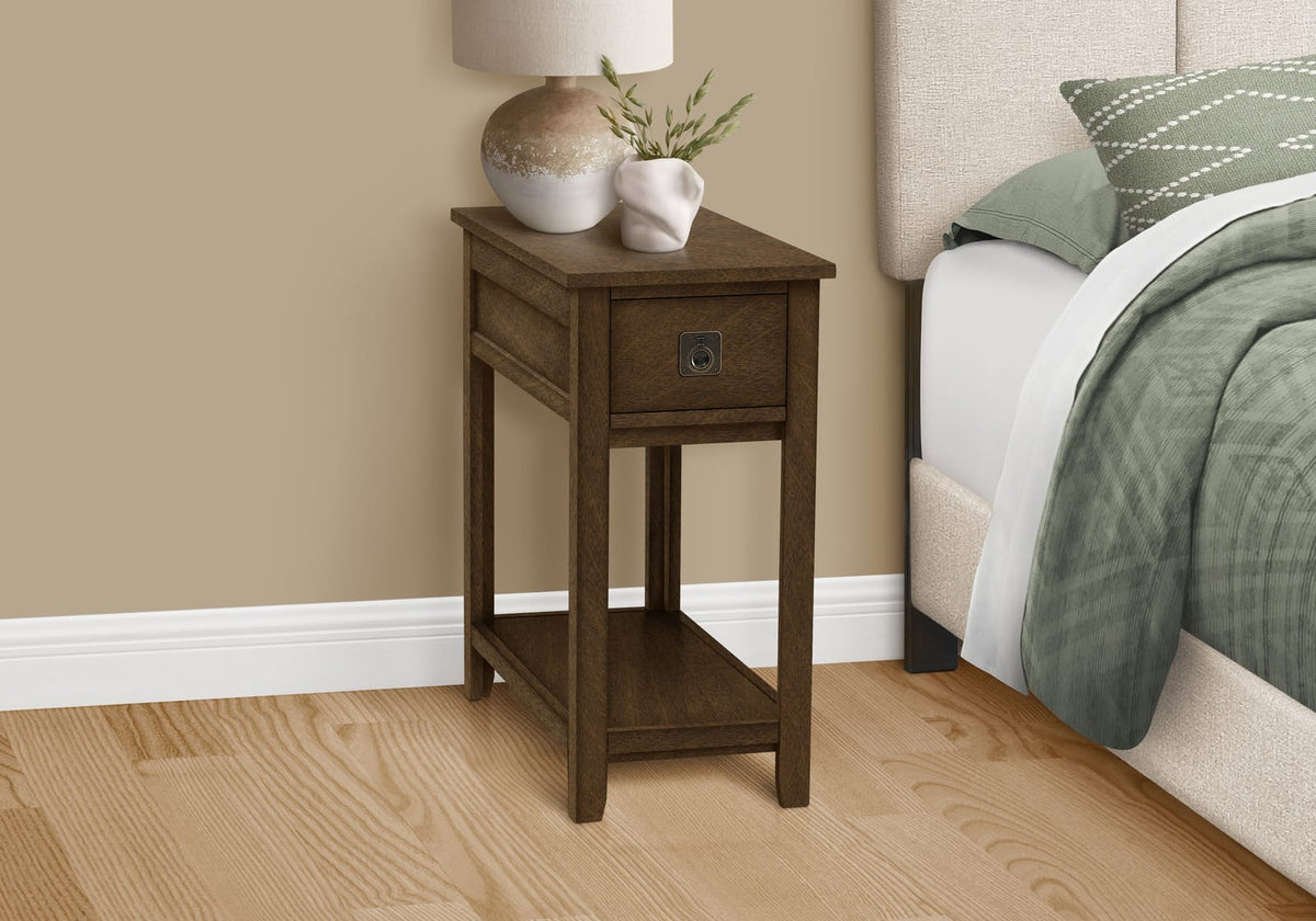 Espresso Accent Table with Storage Drawer - Narrow Design