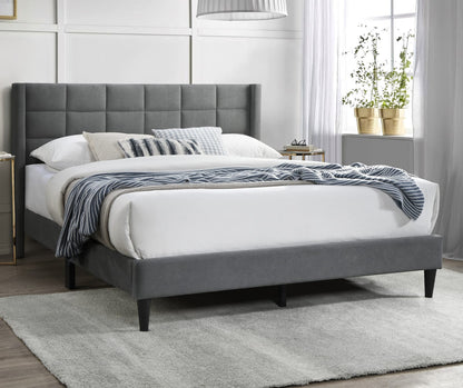Queen Gray Linen Bed Frame - Modern Bedroom Style