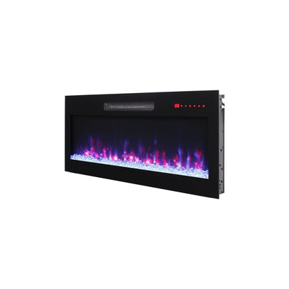 Antique Black Electric Fireplace - Wall Mounted Flame Effect for Living Room