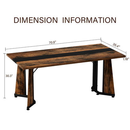 Rustic Brown Black Dining Table for Kitchen Storage and Dining Room