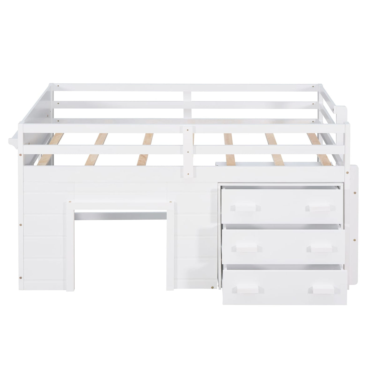 Twin Loft Bed with White Cabinet & Shelf - Design for Bedroom