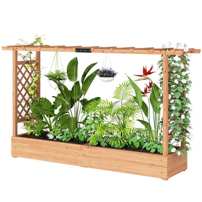 Wooden Planter Box with Trellis - Raised Garden Bed