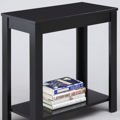 24" Wooden End Table - Black Finish | Storage Side Table