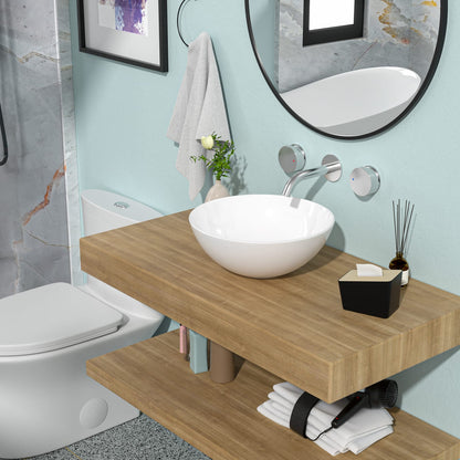 16 Inch White Ceramic Vessel Sink - Bathroom Vanity Sink