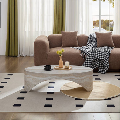 White Oval Fiberglass Gaming Desk - 43.31" Coffee Table for Living Room