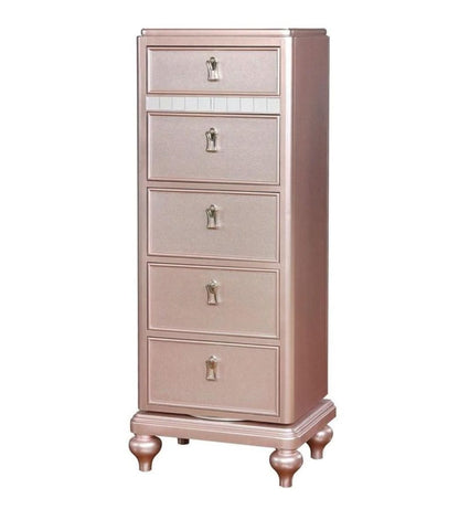 Contemporary Rose Gold Swivel Dresser - Mirror Trim Bedroom Storage