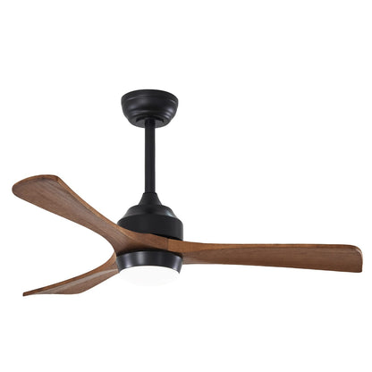 42" Solid Wood Blades Ceiling Fan with Lights - Matte Black