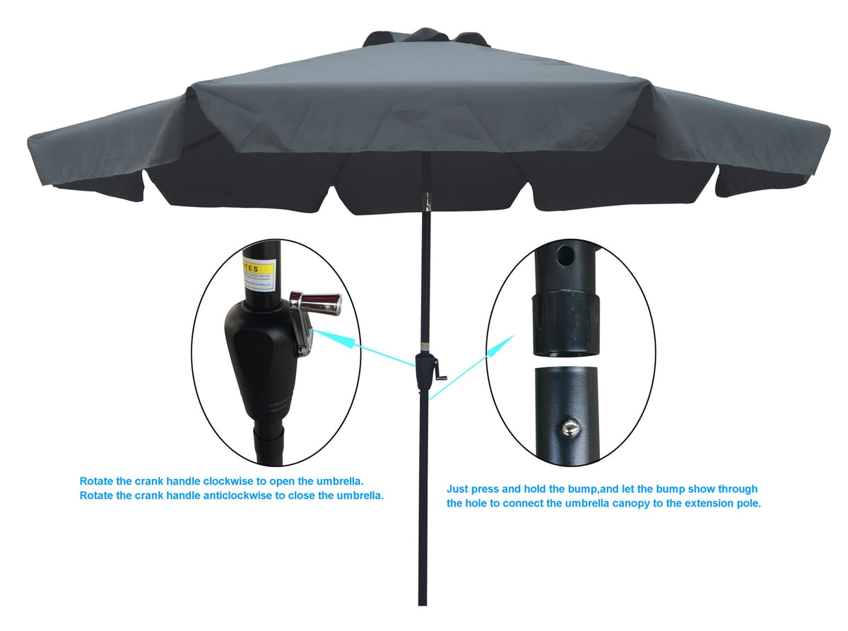 10ft Dark Gray Patio Umbrella - Vented Canopy