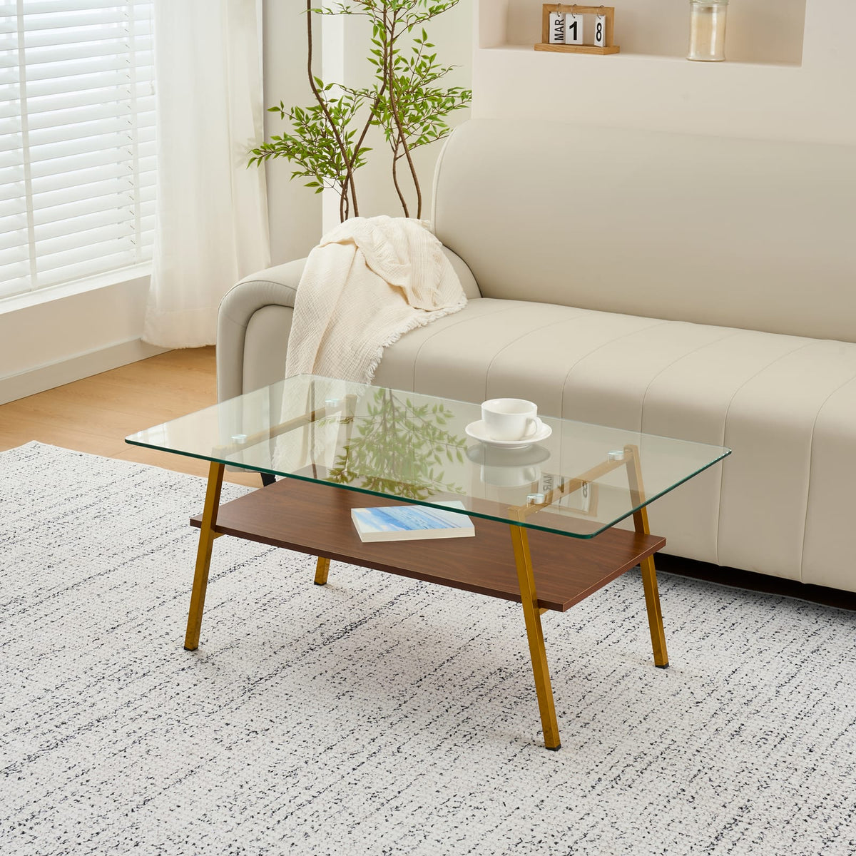 Transparent Glass Coffee Table - Modern Design, Durable Support
