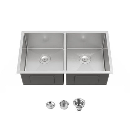 33"x19" Stainless Steel Kitchen Sink - Gray, Undermount Style