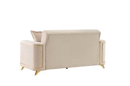 Ivory Chenille Modern Loveseat - 37" x 69.3" for Living Room