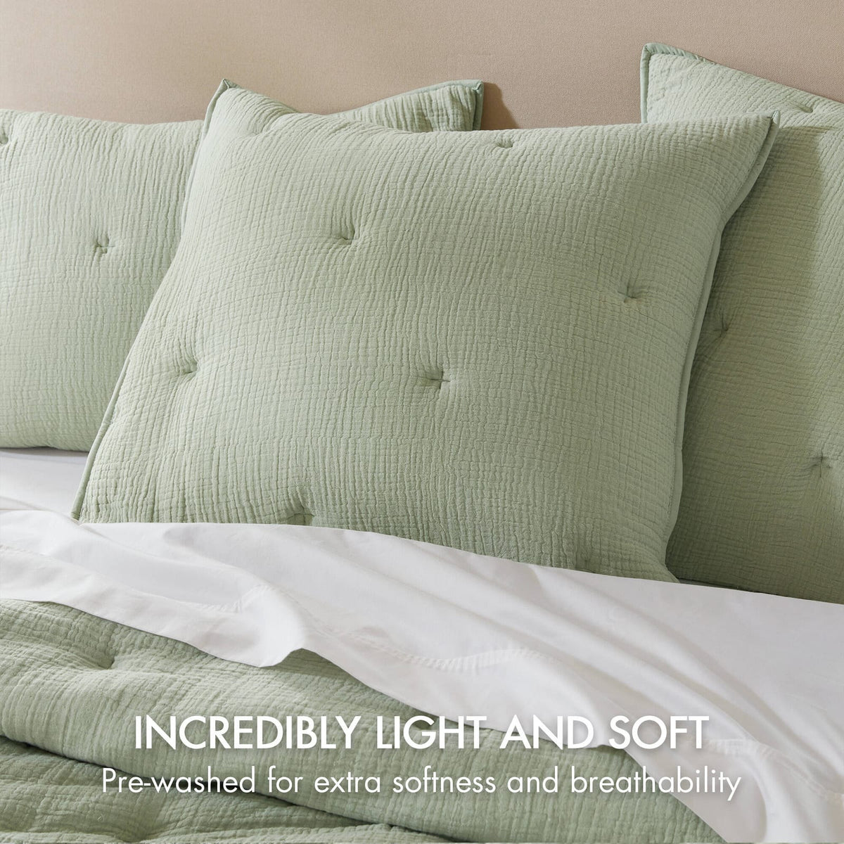 Sage Cotton Embroidered Euro Sham - 26x26 Inches