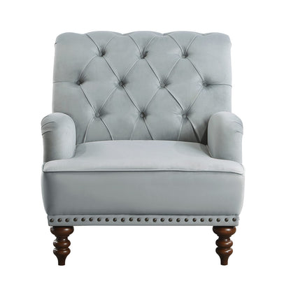 Luxurious Gray Velvet Accent Chair - Classic Modern Design