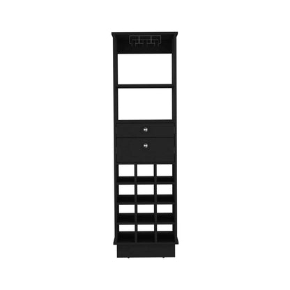 Black Modern Wine Bar Cabinet with 12 Racks
