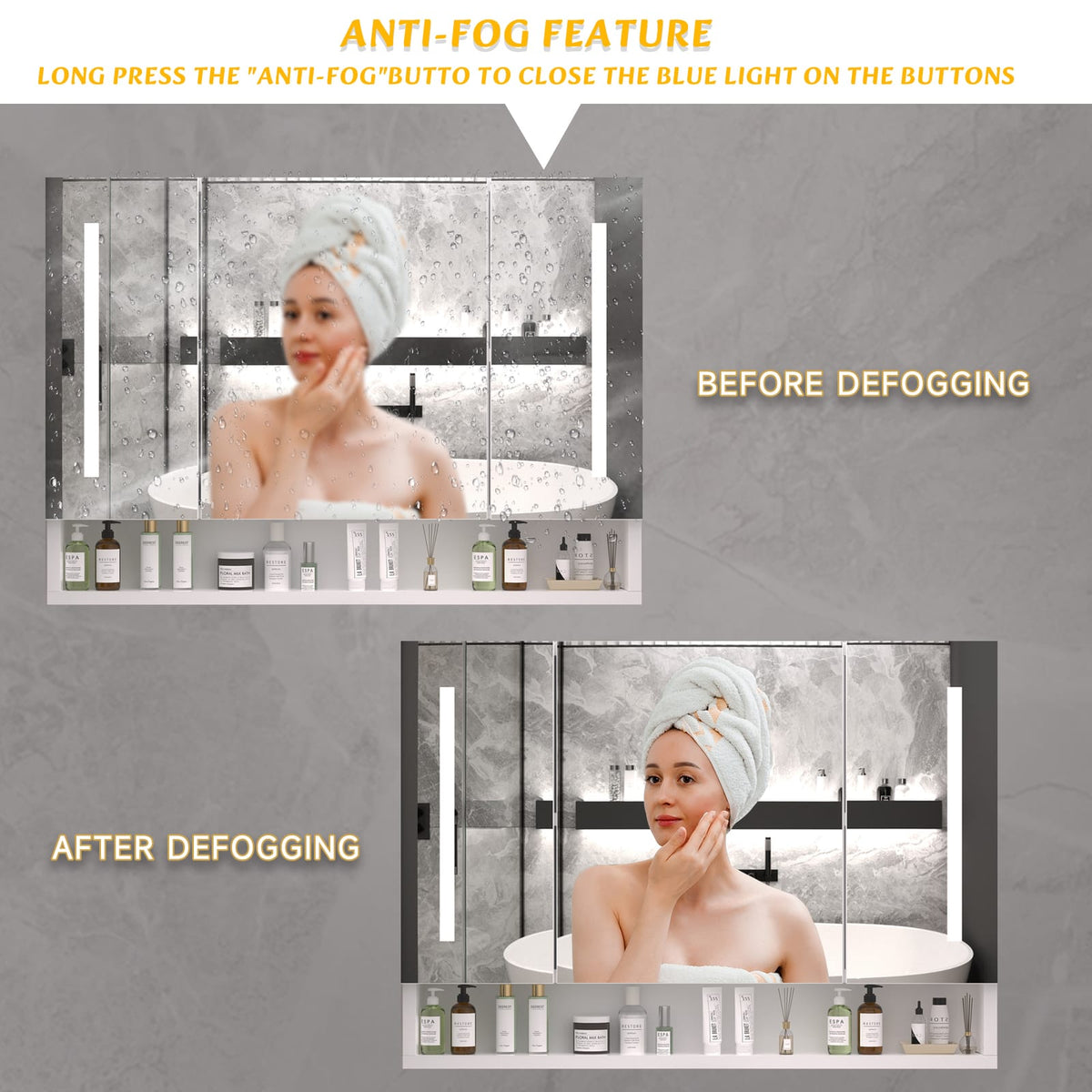 3 Door White Bathroom Cabinet Wall Mounted Storage