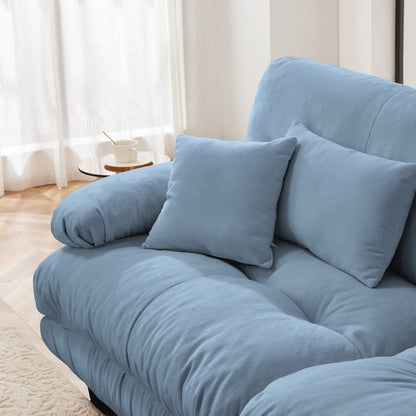 Blue Chenille Sofa - 1 Seat Armless Comfort for Living Room
