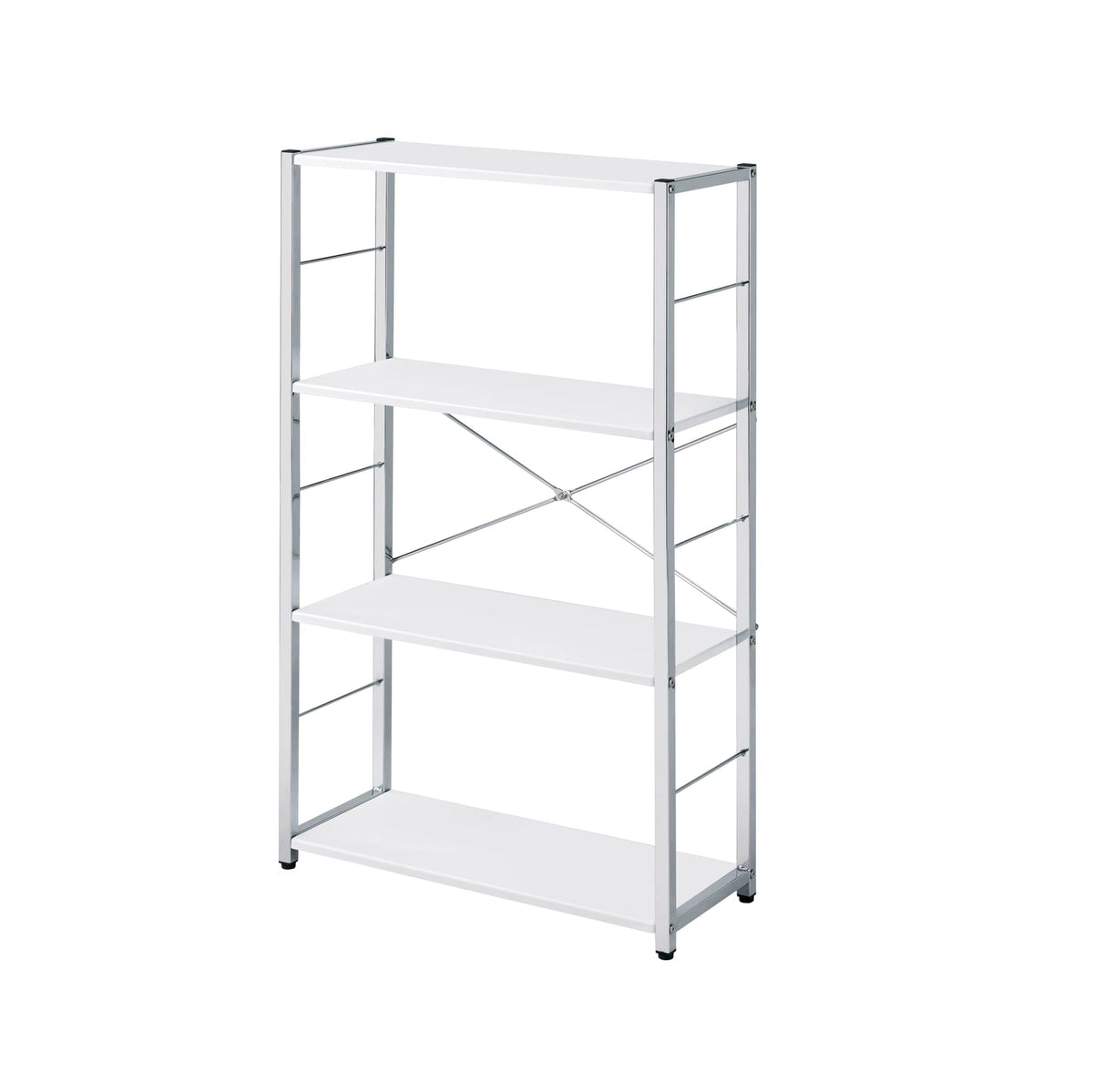 White Metal Bookshelf - 4 Tier Storage
