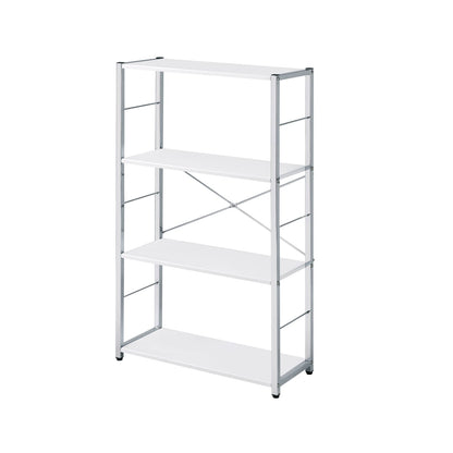 White Metal Bookshelf - 4 Tier Storage