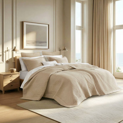 Full/Queen 3 Piece Cotton Quilt Set Linen - Breathable Comfort