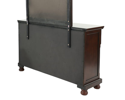 Antique Cherry Wood Makeup Vanity - 65" DRESSER