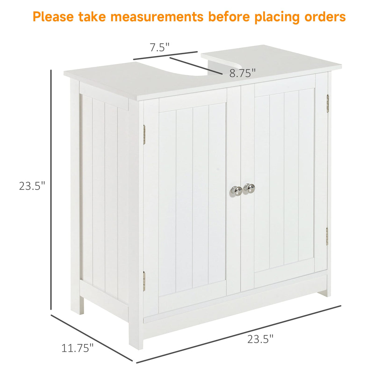 White Bathroom Vanity Cabinet with Storage - 24 Inch