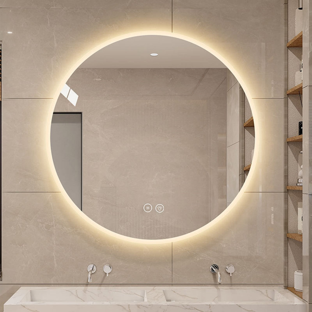 Silver LED Bathroom Mirror - 23.6" Wall Mounted Vanity Mirror with Defog