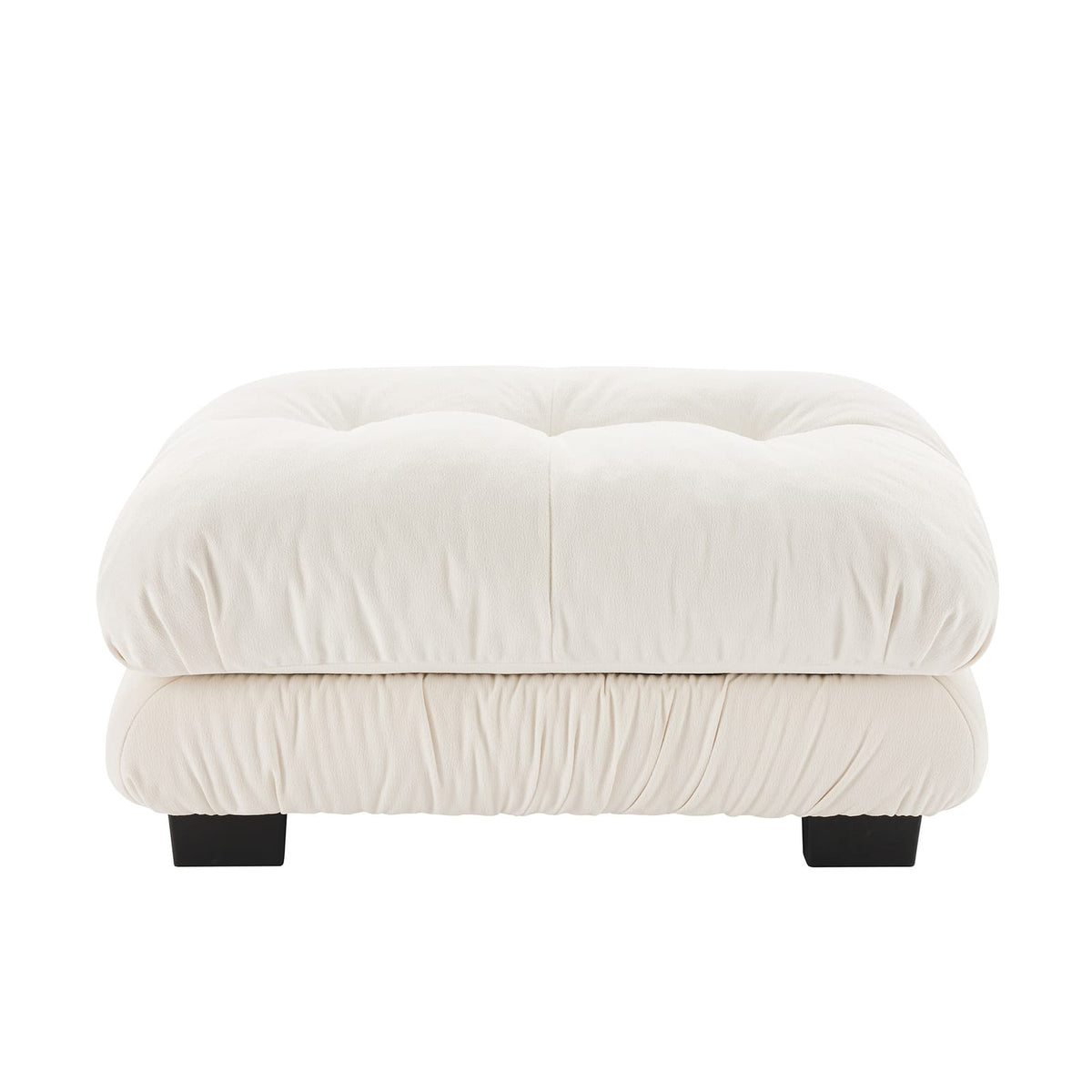 White Chenille Ottoman - 36" Seat for Living Room Apartments
