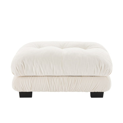 White Chenille Ottoman - 36" Seat for Living Room Apartments