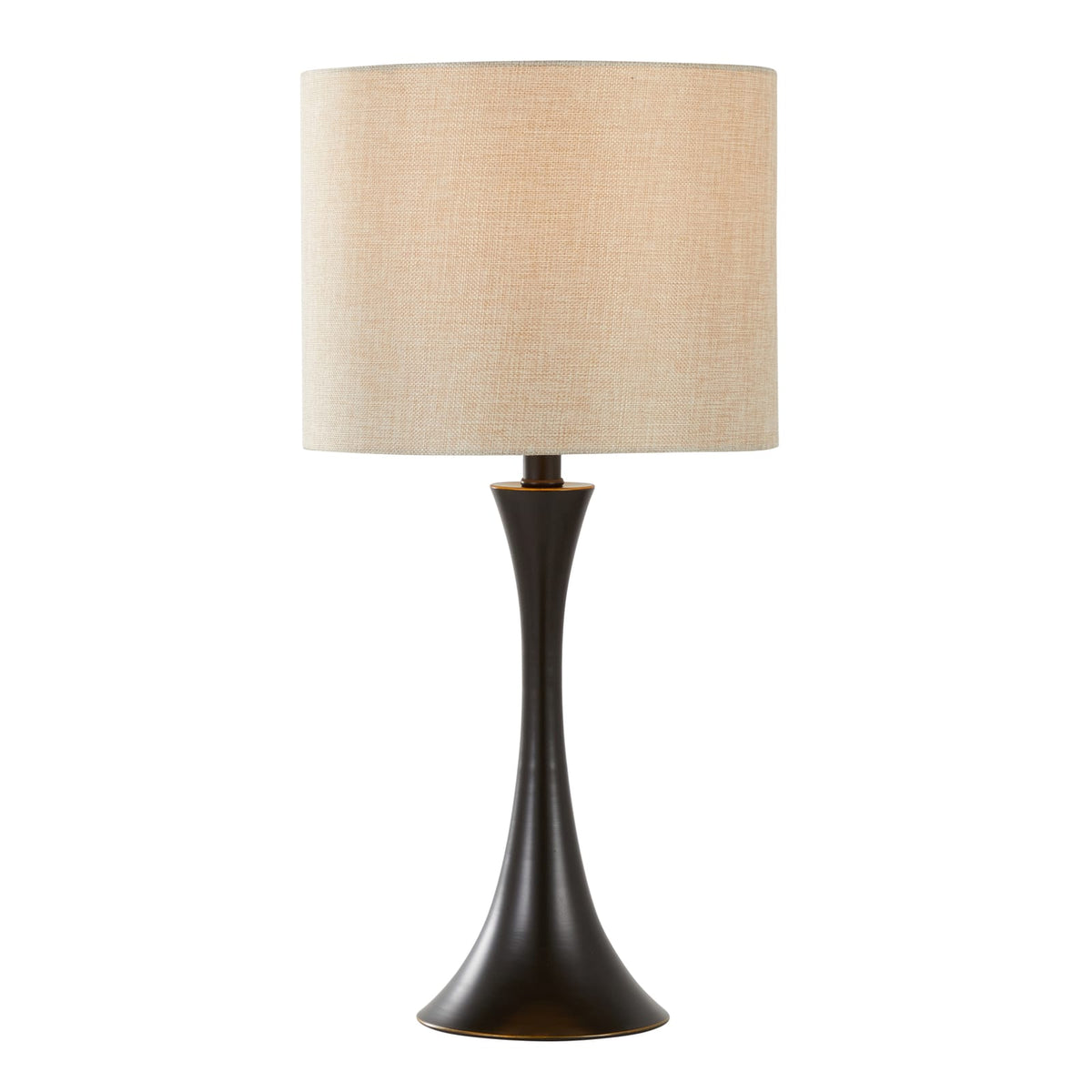 24" Contemporary Metal Table Lamp Set - Oil Rubbed Bronze & Linen